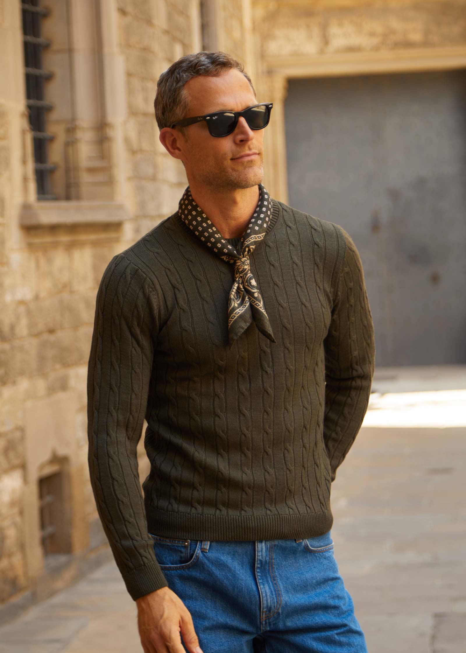 Appearance-An-Ivy-Merino-Cable-Sweater-Troeje-Strik-Striktroeje-Olive-Green-Groen-Kabel-Knit-Uld-Wool