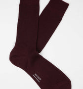 Appearance-An-Ivy-Merino-Ribbed-Socks-Sokker-Ribbede-Maend-Herre-Stroemper-Men-Bugundy-Moerke-Roed-Lilla-Uld-Wool-Jeans-Sorte-Loafers