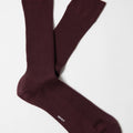 Appearance-An-Ivy-Merino-Ribbed-Socks-Sokker-Ribbede-Maend-Herre-Stroemper-Men-Bugundy-Moerke-Roed-Lilla-Uld-Wool