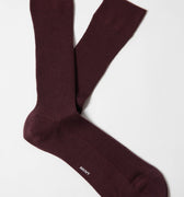 Appearance-An-Ivy-Merino-Ribbed-Socks-Sokker-Ribbede-Maend-Herre-Stroemper-Men-Bugundy-Moerke-Roed-Lilla-Uld-Wool