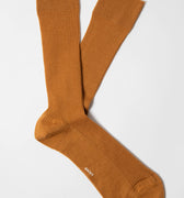 Appearance-An-Ivy-Merino-Ribbed-Socks-Sokker-Ribbede-Maend-Herre-Stroemper-Men-Burnt-Yellow-Gul-Uld-Wool