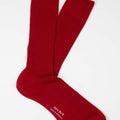 Appearance-An-Ivy-Merino-Ribbed-Socks-Sokker-Ribbede-Maend-Herre-Stroemper-Men-Red-Roed-Uld-Wool