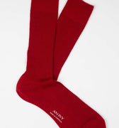 Appearance-An-Ivy-Merino-Ribbed-Socks-Sokker-Ribbede-Maend-Herre-Stroemper-Men-Red-Roed-Uld-Wool