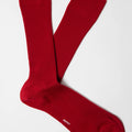 Appearance-An-Ivy-Merino-Ribbed-Socks-Sokker-Ribbede-Maend-Herre-Stroemper-Men-Red-Roed-Uld-Wool