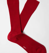 Appearance-An-Ivy-Merino-Ribbed-Socks-Sokker-Ribbede-Maend-Herre-Stroemper-Men-Red-Roed-Uld-Wool