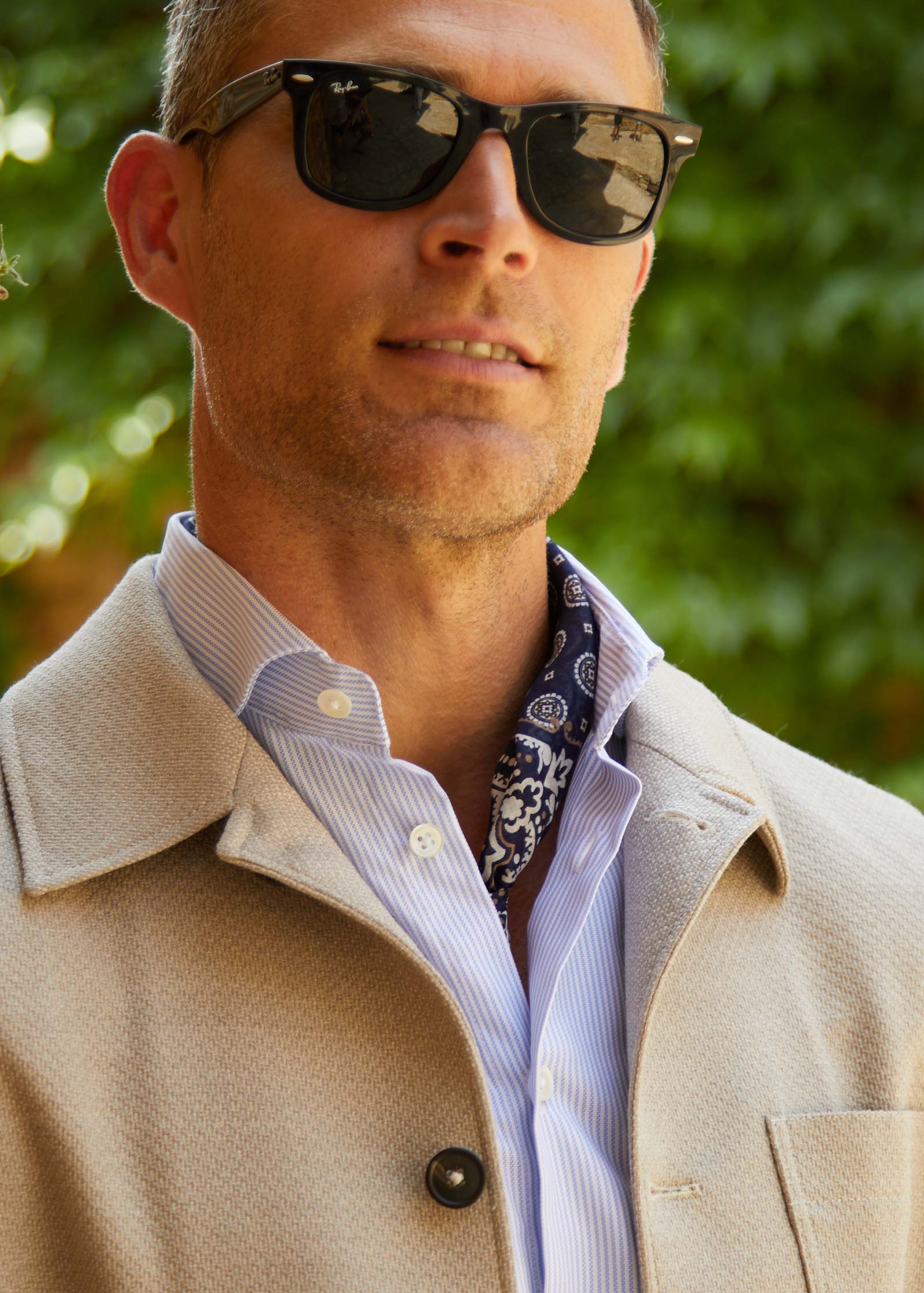 Navy Flower Medallion Bandana