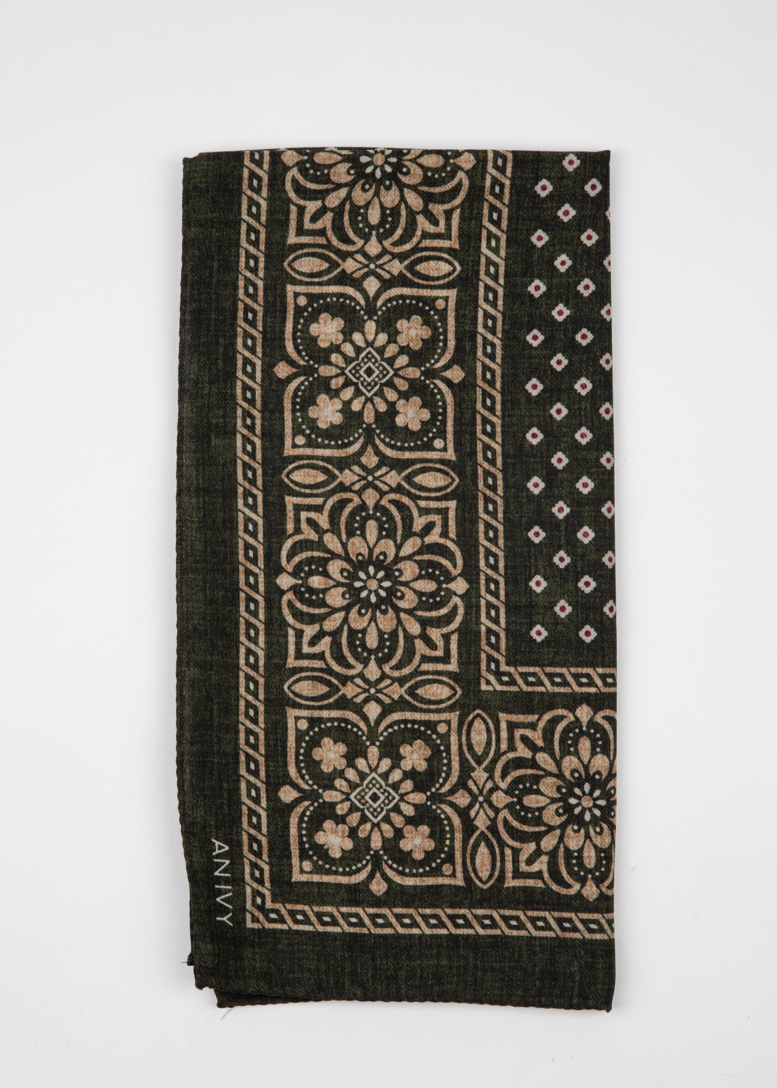 Appearance-An-Ivy-Olive-Green-Flower-Artisan-Cube-Bandana-Scarf-Uld-Wool-Herre-Maend-Men-Groen-Oliven