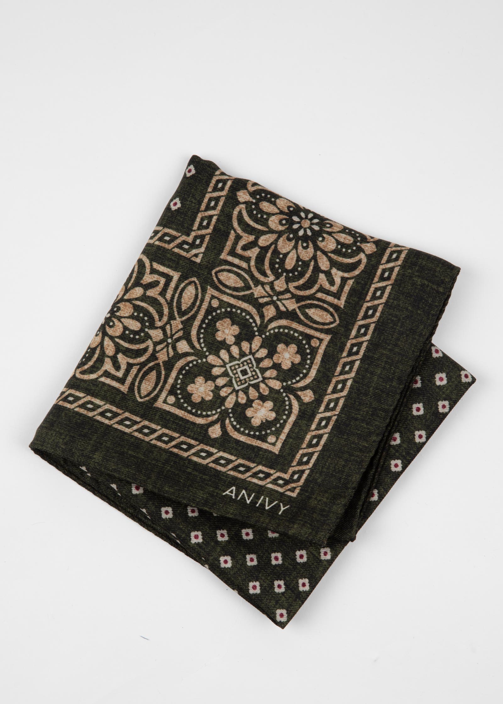 Appearance-An-Ivy-Olive-Green-Flower-Artisan-Cube-Bandana-Scarf-Uld-Wool-Herre-Maend-Men-Groen-Oliven