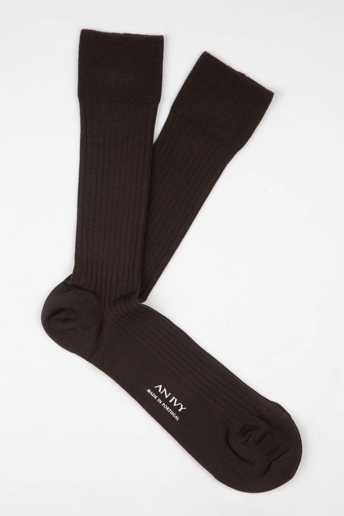 Appearance-An-Ivy-Ribbed-Socks-Red-Sokker-Ribbede-Brun-Brown-Bomuld-Maend-Herre-Stroemper
