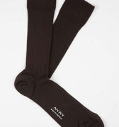 Appearance-An-Ivy-Ribbed-Socks-Red-Sokker-Ribbede-Brun-Brown-Bomuld-Maend-Herre-Stroemper