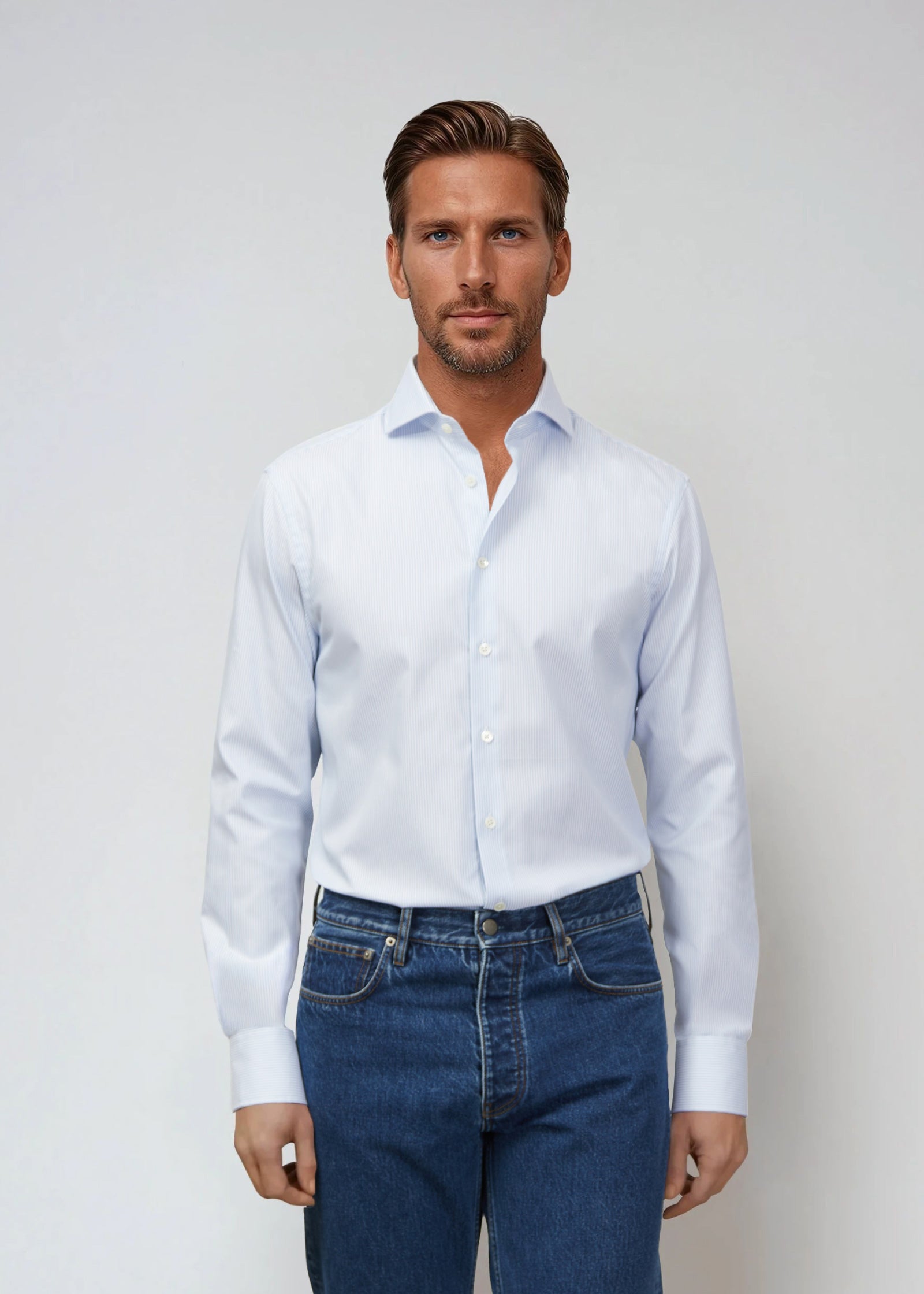 Royal Oxford Shirt, Thin Blue White Striped