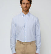 Appearance-An-Ivy-Seersucker-Shirt-Skjorte-BD-Button-Down-Sommer-Maend-Herre-Men-Blaa-Stribet-Blue-Striped-White-Summer