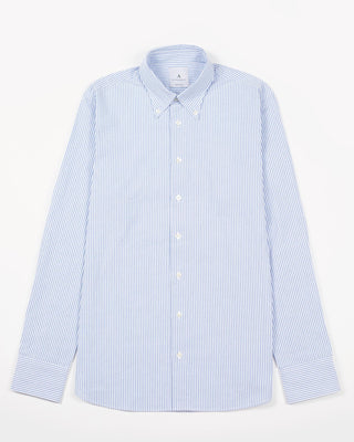 Appearance-An-Ivy-Seersucker-Shirt-Skjorte-BD-Button-Down-Sommer-Maend-Herre-Men-Blaa-Stribet-Blue-Striped-White-Summer