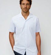 Appearance-An-Ivy-Seersucker-Shirt-Skjorte-Camp-Collar-Sommer-Maend-Herre-Men-Blaa-Stribet-Blue-Striped-White-Summer