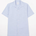 Appearance-An-Ivy-Seersucker-Shirt-Skjorte-Camp-Collar-Sommer-Maend-Herre-Men-Blaa-Stribet-Blue-Striped-White-Summer