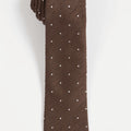 Appearance-An-Ivy-Slips-Tie-Brown-Shantung-Silk-Silke-Brun-Moerkebrun-Herre-Maend-Men-Herretoej-Prikker-Dots-Prikket-Hvid-White