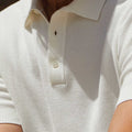 Appearance-An-Ivy-Structure-Waffle-Polo-Shirt-Troeje-Ecru-White-Knit-Knitted-Off-Hvid-Lys-Sand-Herre-Maend-Men-Strikket-Strik-Herretoej-Bomuld