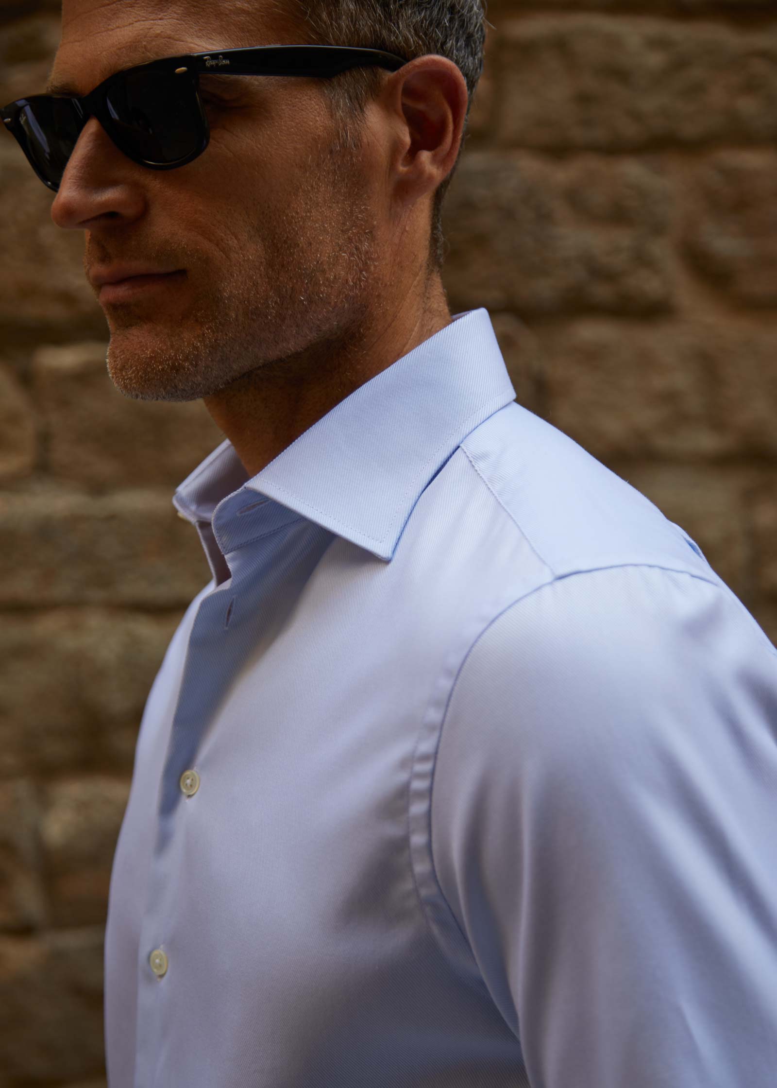 Appearance-An-Ivy-Twill-Dress-Skjorte-Shirt-Herre-Maend-Toej-Herretoej-Cutaway-Bomuld-Business-Blaa-Blue-Lyseblaa-Light-Deep-Texture-Navy-Blå-Bukser-Trouser