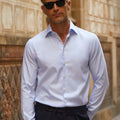 Appearance-An-Ivy-Twill-Dress-Skjorte-Shirt-Herre-Maend-Toej-Herretoej-Cutaway-Bomuld-Business-Blaa-Blue-Lyseblaa-Light-Deep-Texture-Navy-Blå-Bukser-Trouser