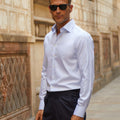 Appearance-An-Ivy-Twill-Dress-Skjorte-Shirt-Herre-Maend-Toej-Herretoej-Cutaway-Bomuld-Business-Blaa-Blue-Lyseblaa-Light-Deep-Texture-Navy-Blå-Bukser-Trouser