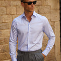 Appearance-An-Ivy-Twill-Dress-Skjorte-Shirt-Herre-Maend-Toej-Herretoej-Cutaway-Bomuld-Business-Blaa-Blue-Lyseblaa-Light-Stribet-Striped-Business-Kontor-Skjorte
