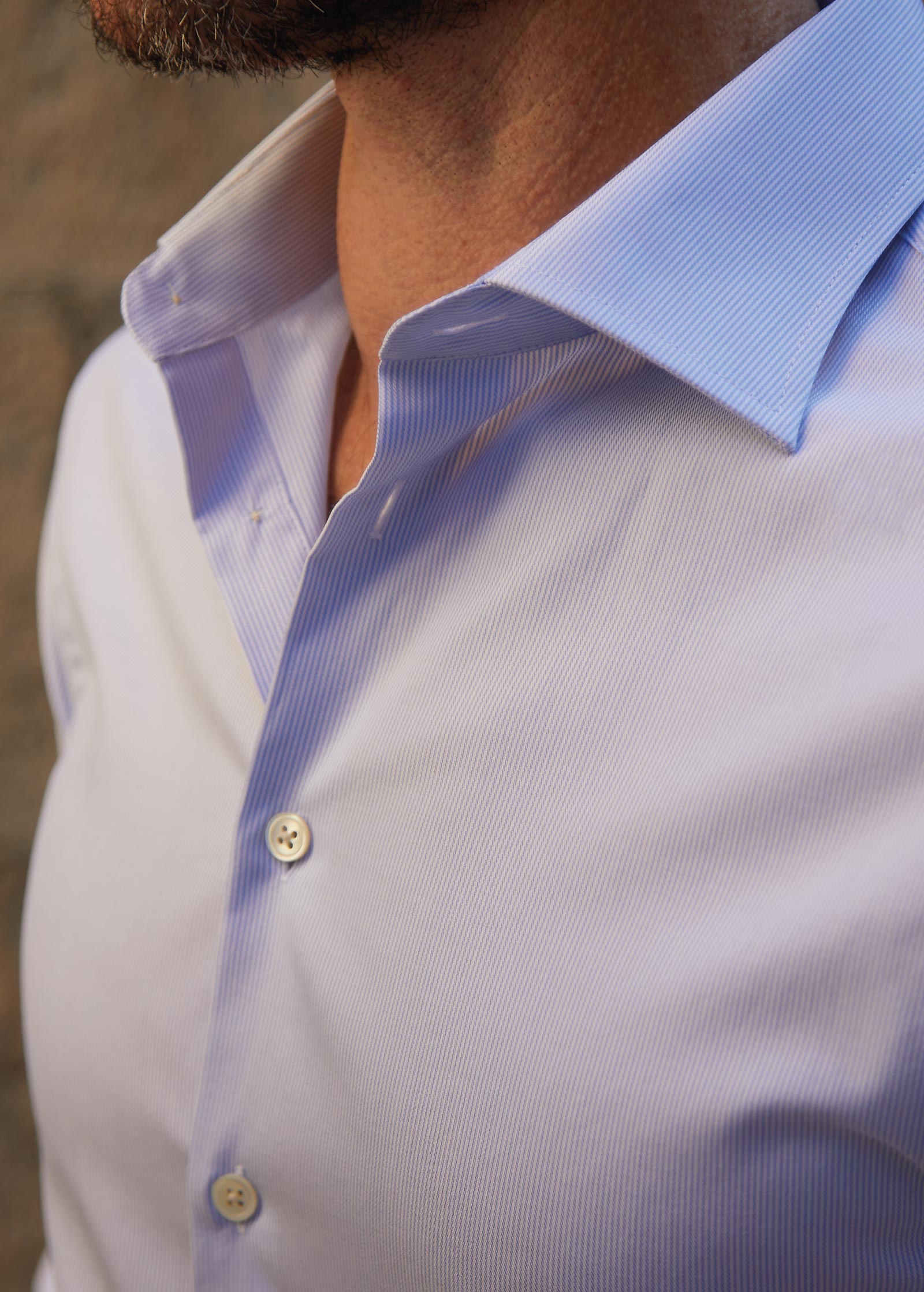 Twill Shirt, Mid Blue / White