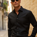 Appearance-An-Ivy-Twill-Dress-Skjorte-Shirt-Herre-Maend-Toej-Herretoej-Cutaway-Bomuld-Business-Black-Sort