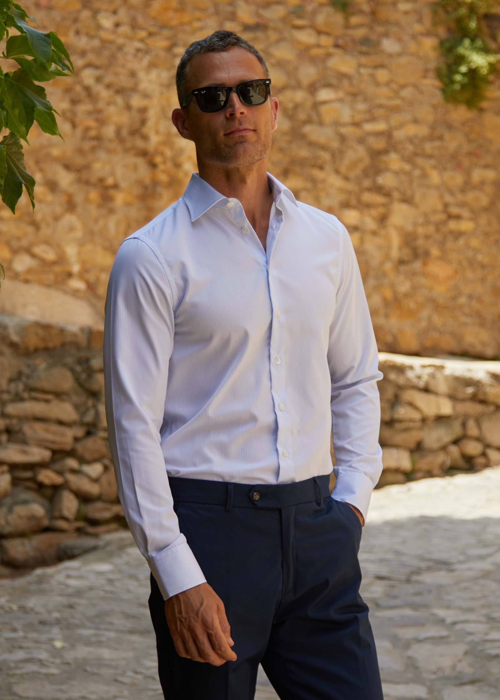 Twill Shirt, Pale Blue / White