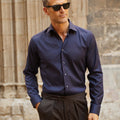 Appearance-An-Ivy-Twill-Dress-Skjorte-Shirt-Herre-Maend-Toej-Herretoej-Cutaway-Bomuld-Business-Navy-Blaa-Dark-Moerkeblaa-Blue-Marine