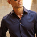 Appearance-An-Ivy-Twill-Dress-Skjorte-Shirt-Herre-Maend-Toej-Herretoej-Cutaway-Bomuld-Business-Navy-Blaa-Dark-Moerkeblaa-Blue-Marine