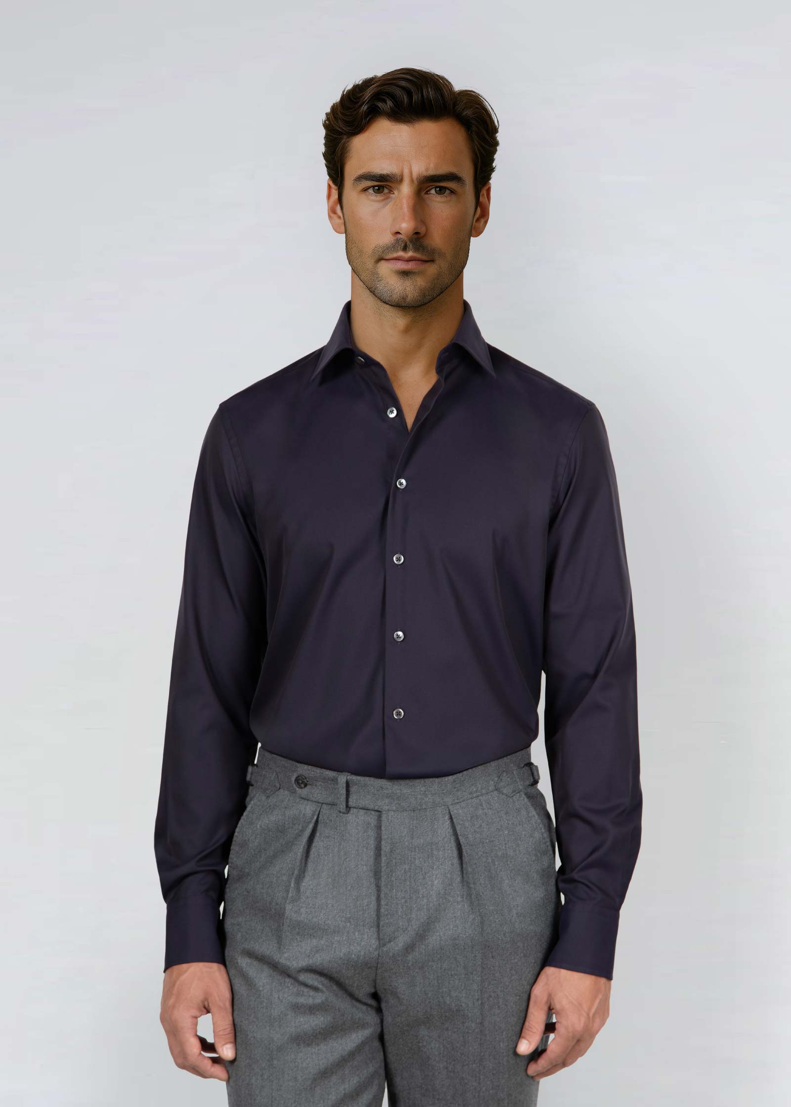 Appearance-An-Ivy-Twill-Dress-Skjorte-Shirt-Herre-Maend-Toej-Herretoej-Cutaway-Bomuld-Business-Navy-Blaa-Dark-Moerkeblaa-Blue-Marine