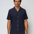 Appearance-An-Ivy-Waffle-Shirt-Skjorte-Camp-Collar-Sommer-Maend-Herre-Men-Blaa-Navy-Moerkeblaa-Dark-Blue-Summer