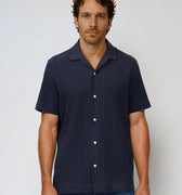 Appearance-An-Ivy-Waffle-Shirt-Skjorte-Camp-Collar-Sommer-Maend-Herre-Men-Blaa-Navy-Moerkeblaa-Dark-Blue-Summer
