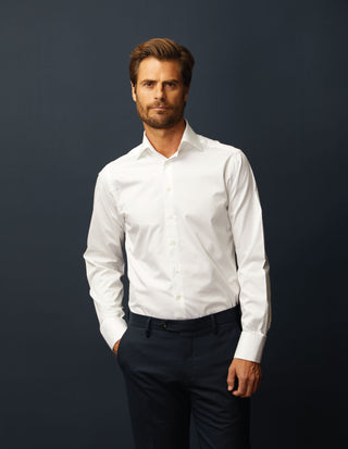 Appearance-Twill-Shirt-Skjorte-Pure-White-Hvid-Herre-Skjorter-Maend-Toej-Klassisk-Business-Casual-Kontor