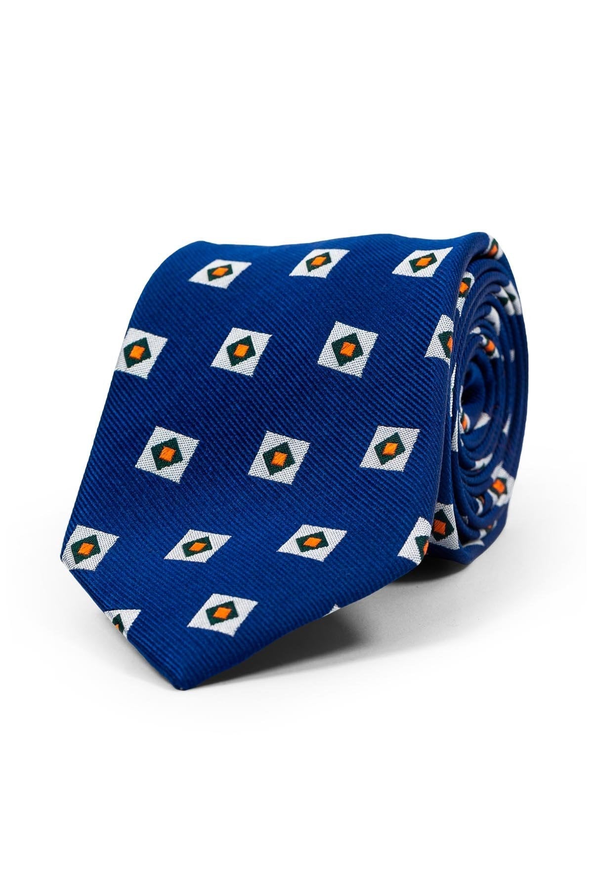 AN IVY Blue Orange Triple Square Silk Tie