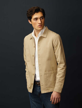 Appearance-canvas-jacket-jakke-overshirt-light-camel-sand-sommerjakke-casual-blazer-herre