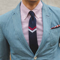 An ivy Pocket square Tricolore Borders Navy