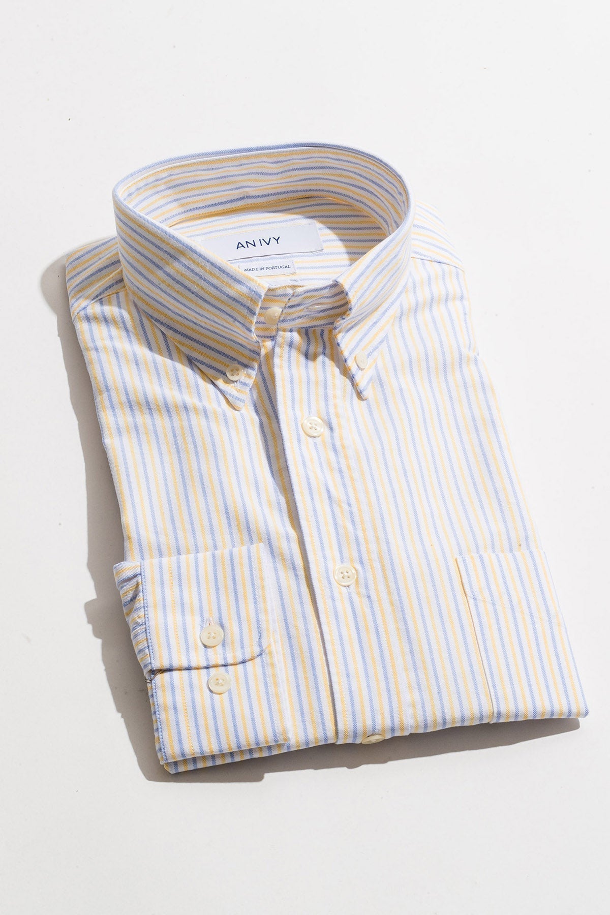 AN IVY Skjorte Yellow Blue Striped Oxford Shirt