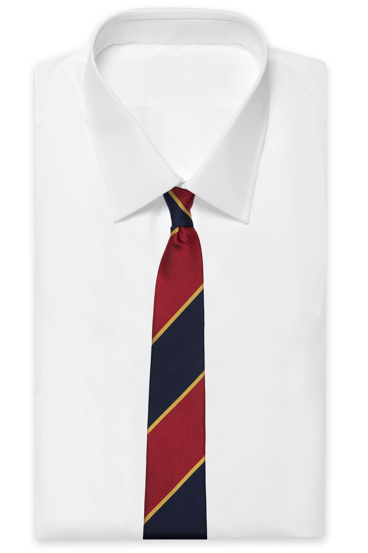 AN IVY Slips Red Navy Golden College Silk Tie