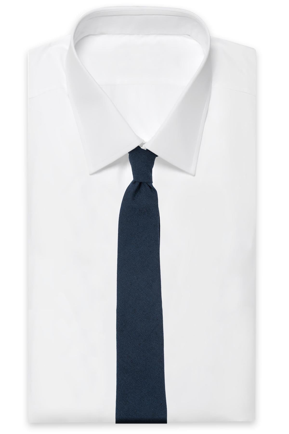 AN IVY Slips Solid Navy Cotton Tie