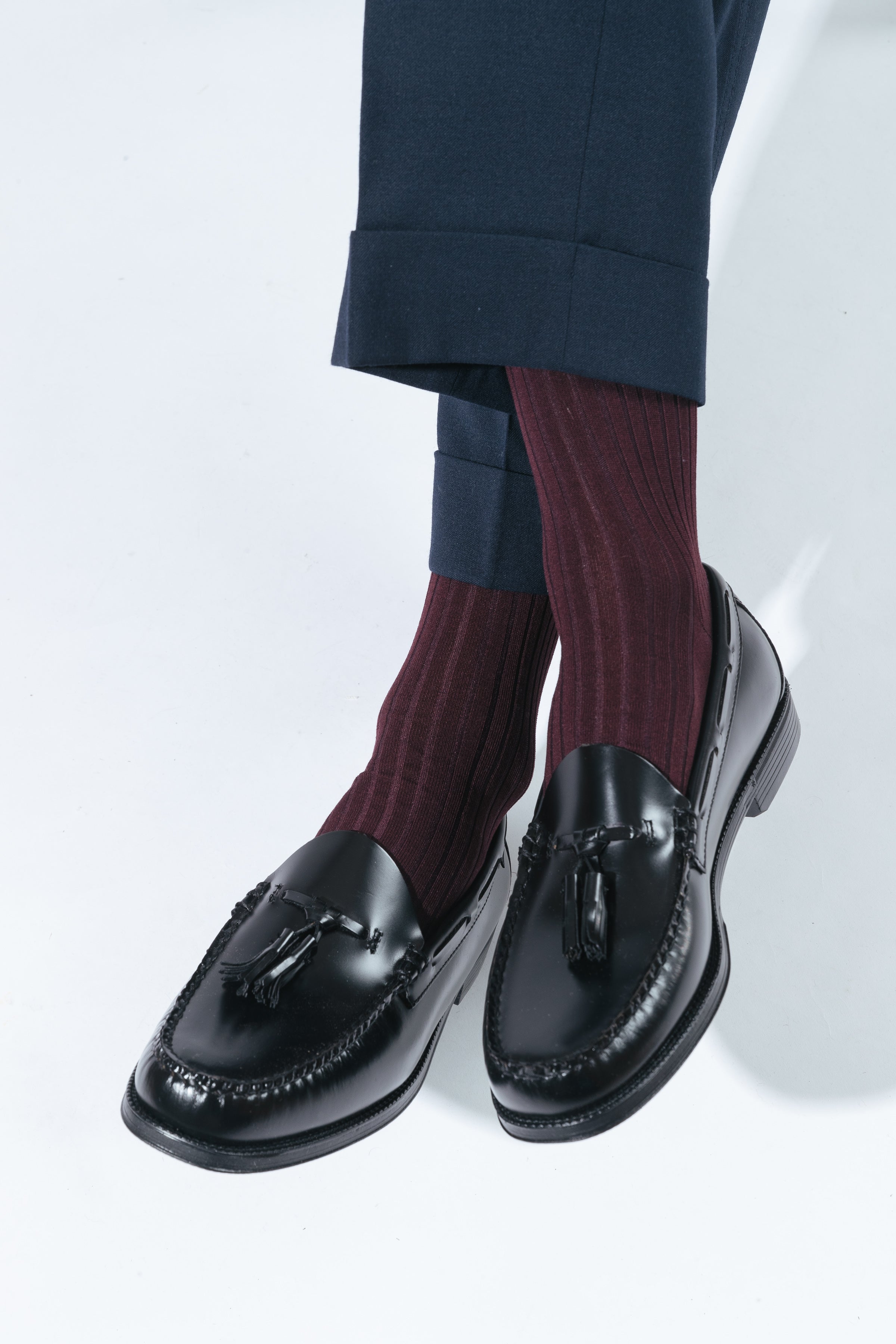 AN IVY Sokker Burgundy Ribbed Socks