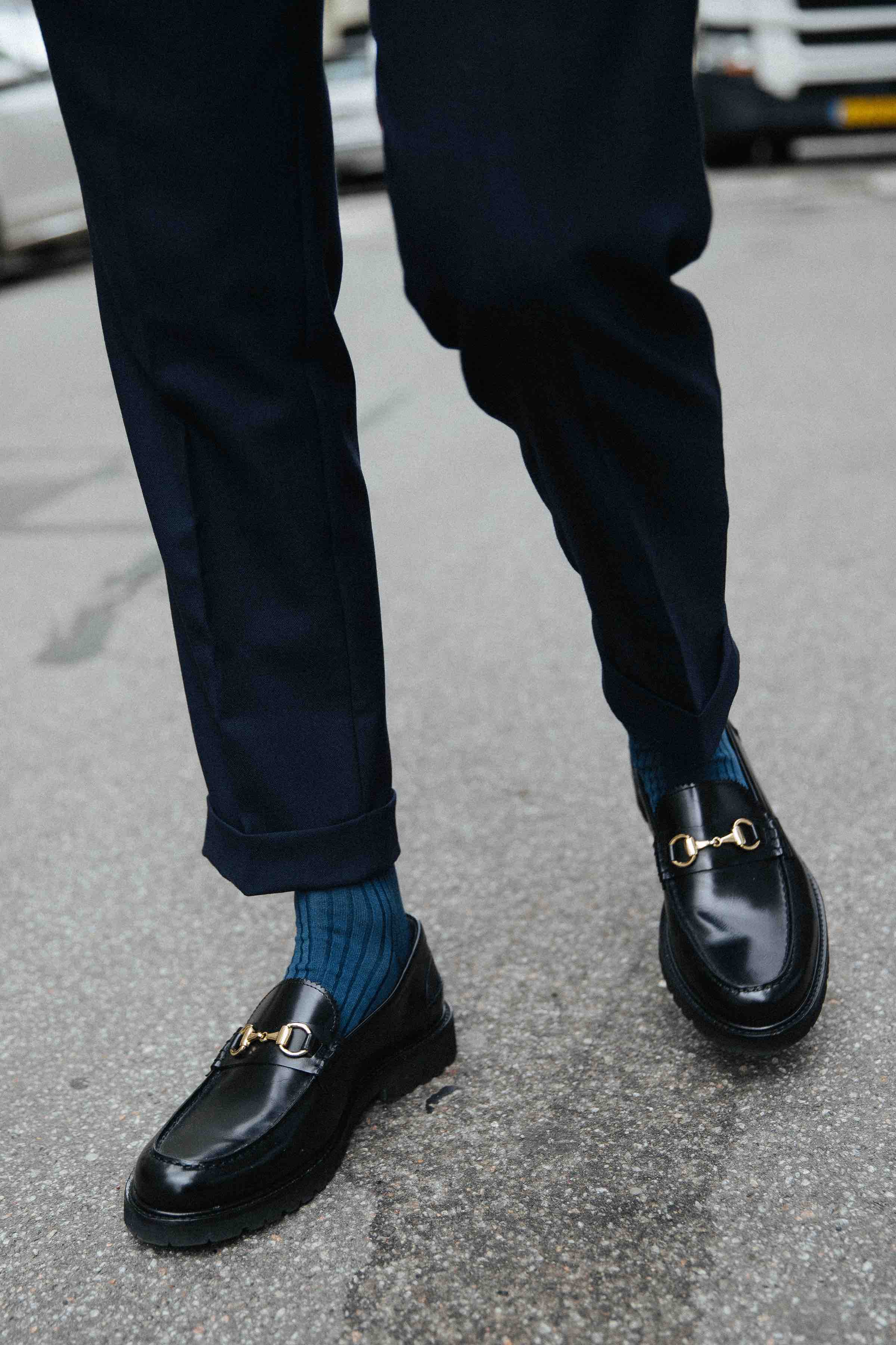 AN IVY Sokker Indigo Blue Ribbed Socks